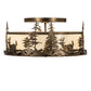 Meyda Lighting Deer at Dusk 24" 4-Light Antique Copper Semi-flush Mount Light With Creme Carrara Idalight Shade
