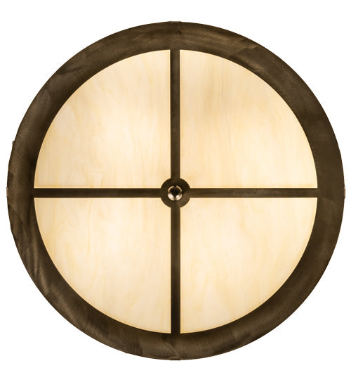 Meyda Lighting Deer at Dusk 24" 4-Light Antique Copper Semi-flush Mount Light With Creme Carrara Idalight Shade