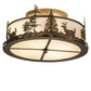 Meyda Lighting Deer at Dusk 24" 4-Light Antique Copper Semi-flush Mount Light With Creme Carrara Idalight Shade