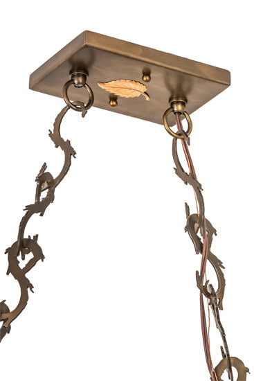 Meyda Lighting Deer at Dusk 54" 6-Light Antique Copper Island Pendant Light With Multi-Colored Shade Glass