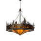 Meyda Lighting Deer at Dusk 58" 14-Light Dark Burnished Antique Copper Pendant Inverted Pendant With Amber Mica Shade Glass