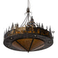 Meyda Lighting Deer at Dusk 58" 14-Light Dark Burnished Antique Copper Pendant Inverted Pendant With Amber Mica Shade Glass