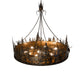 Meyda Lighting Deer at Dusk 58" 14-Light Dark Burnished Antique Copper Pendant Inverted Pendant With Amber Mica Shade Glass