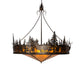 Meyda Lighting Deer at Dusk 58" 14-Light Dark Burnished Antique Copper Pendant Inverted Pendant With Amber Mica Shade Glass