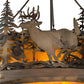 Meyda Lighting Deer at Dusk 58" 14-Light Dark Burnished Antique Copper Pendant Inverted Pendant With Amber Mica Shade Glass