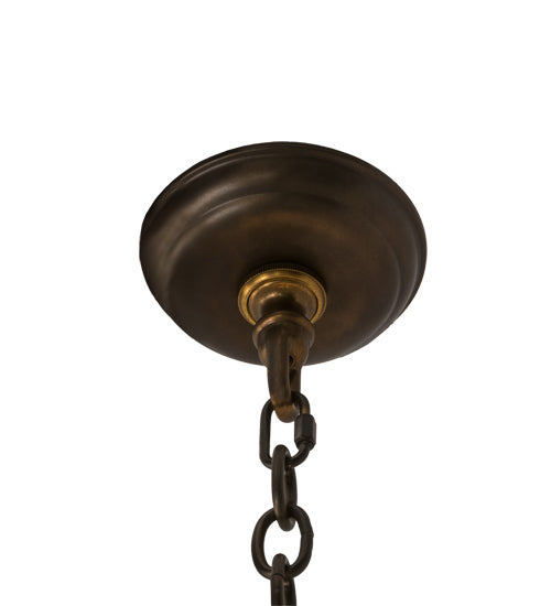 Meyda Lighting Deer at Dusk 58" 14-Light Dark Burnished Antique Copper Pendant Inverted Pendant With Amber Mica Shade Glass
