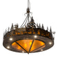 Meyda Lighting Deer at Dusk 58" 14-Light Dark Burnished Antique Copper Pendant Inverted Pendant With Amber Mica Shade Glass