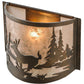 Meyda Lighting Deer at Lake 11" Antique Copper Wall Sconce With Silver Mica Shade Glass