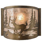 Meyda Lighting Deer at Lake 11" Antique Copper Wall Sconce With Silver Mica Shade Glass