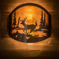 Meyda Lighting Deer at Lake 12" 2-Light Timeless Bronze Wall Sconce With Amber Mica Shade Glass