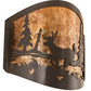 Meyda Lighting Deer at Lake 12" 2-Light Timeless Bronze Wall Sconce With Amber Mica Shade Glass