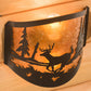 Meyda Lighting Deer at Lake 12" 2-Light Timeless Bronze Wall Sconce With Amber Mica Shade Glass