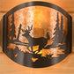 Meyda Lighting Deer at Lake 12" 2-Light Timeless Bronze Wall Sconce With Amber Mica Shade Glass