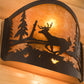 Meyda Lighting Deer at Lake 12" 2-Light Timeless Bronze Wall Sconce With Amber Mica Shade Glass