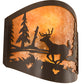 Meyda Lighting Deer at Lake 12" 2-Light Timeless Bronze Wall Sconce With Amber Mica Shade Glass