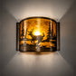 Meyda Lighting Deer at Lake 12" Antique Copper Wall Sconce With Amber Mica Shade Glass