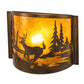 Meyda Lighting Deer at Lake 12" Antique Copper Wall Sconce With Amber Mica Shade Glass