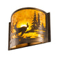 Meyda Lighting Deer at Lake 12" Antique Copper Wall Sconce With Amber Mica Shade Glass