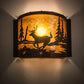 Meyda Lighting Deer at Lake 12" Timeless Bronze Wall Sconce With Amber Mica Shade Glass