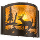 Meyda Lighting Deer at Lake 12" Timeless Bronze Wall Sconce With Amber Mica Shade Glass