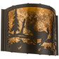 Meyda Lighting Deer at Lake 12" Timeless Bronze Wall Sconce With Amber Mica Shade Glass