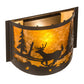 Meyda Lighting Deer at Lake 12" Timeless Bronze Wall Sconce With Amber Mica Shade Glass