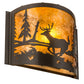 Meyda Lighting Deer at Lake 12" Timeless Bronze Wall Sconce With Amber Mica Shade Glass