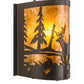 Meyda Lighting Deer at Lake 12" Timeless Bronze Wall Sconce With Amber Mica Shade Glass