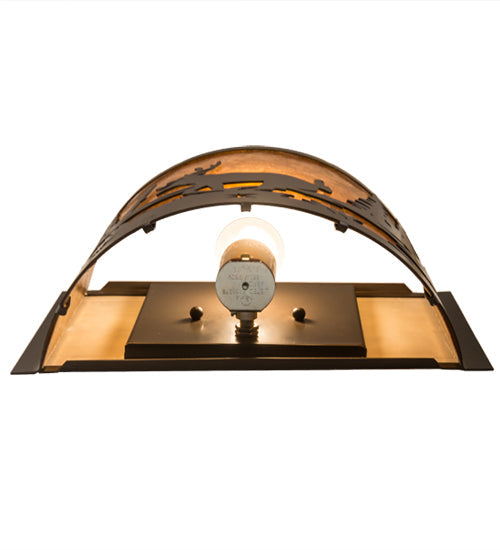Meyda Lighting Deer at Lake 12" Timeless Bronze Wall Sconce With Amber Mica Shade Glass