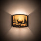 Meyda Lighting Deer at Lake 12" Timeless Bronze Wall Sconce With Honey Art Shade