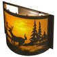 Meyda Lighting Deer at Lake 12" Timeless Bronze Wall Sconce With Honey Art Shade