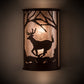 Meyda Lighting Deer at Lake 13" 2-Light Rust Wall Sconce With Silver Mica Shade Glass
