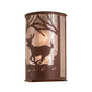 Meyda Lighting Deer at Lake 13" 2-Light Rust Wall Sconce With Silver Mica Shade Glass
