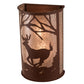 Meyda Lighting Deer at Lake 13" 2-Light Rust Wall Sconce With Silver Mica Shade Glass