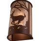 Meyda Lighting Deer at Lake 13" 2-Light Rust Wall Sconce With Silver Mica Shade Glass