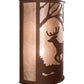 Meyda Lighting Deer at Lake 13" 2-Light Rust Wall Sconce With Silver Mica Shade Glass