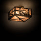 Meyda Lighting Deer at Lake 15" 2-Light Burnished Antique Copper Flush Mount Light With Silver Mica Shade Glass