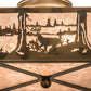 Meyda Lighting Deer at Lake 15" 2-Light Burnished Antique Copper Flush Mount Light With Silver Mica Shade Glass