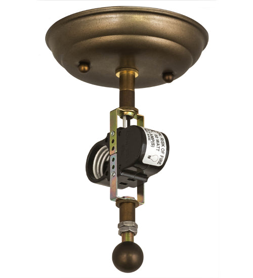 Meyda Lighting Deer at Lake 15" 2-Light Burnished Antique Copper Flush Mount Light With Silver Mica Shade Glass
