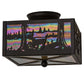 Meyda Lighting Deer at Lake 15" 2-Light Oil Rubbed Bronze Flush Mount Light With Beige Iridescent Shade Glass