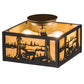 Meyda Lighting Deer at Lake 15" 2-Light Oil Rubbed Bronze Flush Mount Light With Beige Iridescent Shade Glass