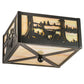 Meyda Lighting Deer at Lake 15" 2-Light Textured Black Flush Mount Light With Beige Iridescent Shade Glass