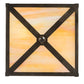 Meyda Lighting Deer at Lake 15" 2-Light Textured Black Flush Mount Light With Beige Iridescent Shade Glass