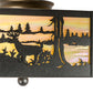 Meyda Lighting Deer at Lake 15" 2-Light Textured Black Flush Mount Light With Beige Iridescent Shade Glass