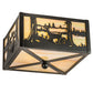 Meyda Lighting Deer at Lake 15" 2-Light Textured Black Flush Mount Light With Beige Iridescent Shade Glass