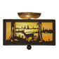 Meyda Lighting Deer at Lake 15" 2-Light Timeless Bronze Flush Mount Light With Beige Iridescent Shade Glass