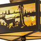 Meyda Lighting Deer at Lake 15" 2-Light Timeless Bronze Flush Mount Light With Beige Iridescent Shade Glass