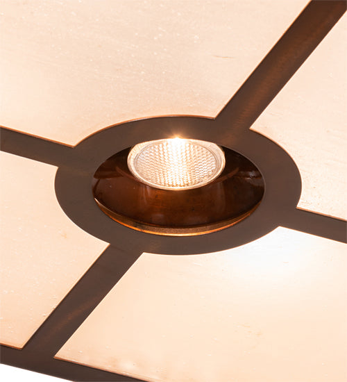 Meyda Lighting Deer at Lake 18" 5-Light Vintage Copper Flush Mount Light With Beige & Frosted Seeded Shade Glass