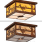 Meyda Lighting Deer at Lake 18" 5-Light Vintage Copper Flush Mount Light With Beige & Frosted Seeded Shade Glass