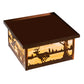 Meyda Lighting Deer at Lake 18" 5-Light Vintage Copper Flush Mount Light With Beige & Frosted Seeded Shade Glass